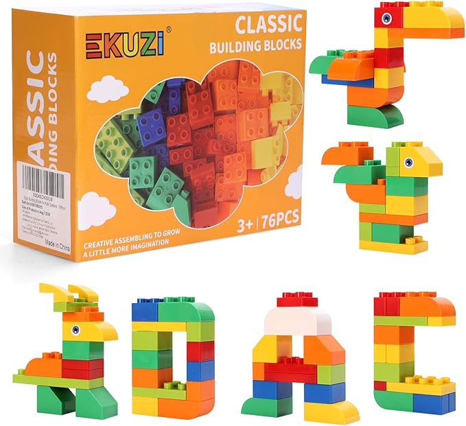 Building Blocks for Kids Toddlers, 76 Pieces Large-Size Building Blocks, Ideal STEM Toy for 3+ Year Old Kids