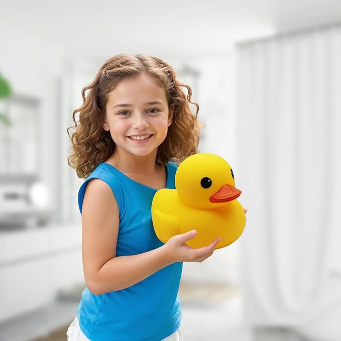 XL Jumbo Large Rubber Duck Bath Toy - No Hole Giant Duck, Waterproof Big Duckie Baby Shower Water Toy Without Hole for Kids Home, Decor, Party Gift 8-Inches (Yellow)