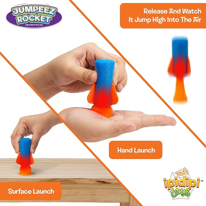 IPIDIPI TOYS Jumpeez LED Jumping Rocket Poppers, 24-Pack Light Up Spring Launcher Toys for Kids – Halloween Light Up Toys for Trick or Treat, Goodie Bag Stuffers Birthday Party Favors for Boys & Girls