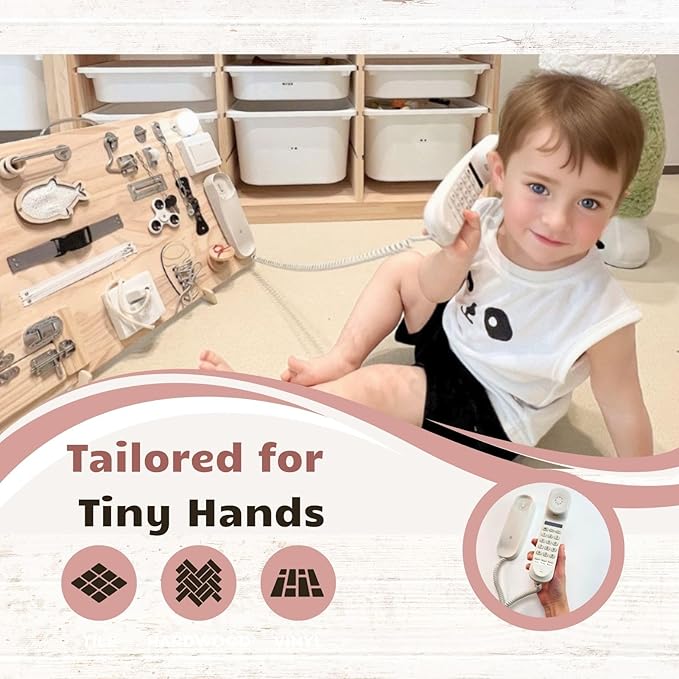 Toy Phone - Busy Board DIY Accessories Parts Items- Playground Playhouse Swing Set Telephone Plastic Pretend Play - Fake Phone with Sound - Telephone with Numeric Key