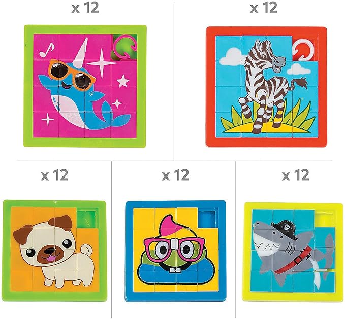 Fun Express Slide Puzzle Assortment Bulk 60 Pc