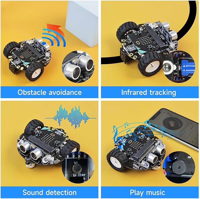 Yahboom Micro:bit DIY Coding Science Building Kit Smart Toys Car Robotic Kit Learning Educational STEM Projects for Kids Ages 8-12（Without Microbit）