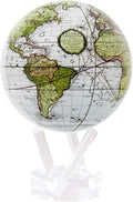 MOVA Globe – Antique Terrestrial White 4.5” | Solar-Powered Spinning Globe for Desk or Shelf | Vintage Map Decor | No Batteries or Cords