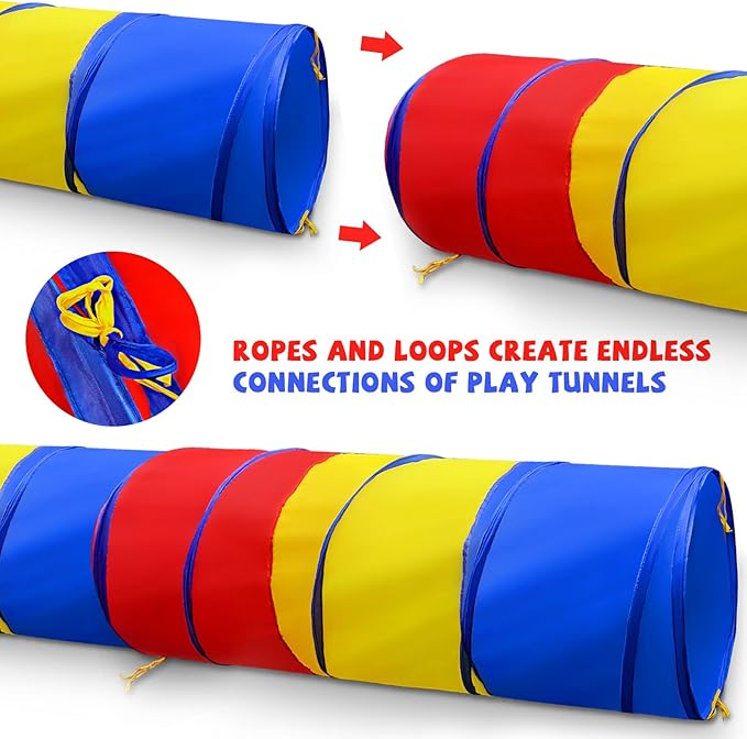 Kids Play Tunnel for Toddlers 1-3, Pop Up Baby Tunnel Crawling Toys for Infant Children or Dog, 6 Foot Indoor Outdoor Toddler Toys for 1 2 3 Year Old Girl Boy Birthday Gift