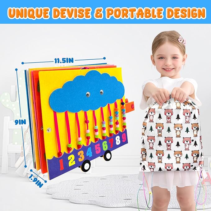 Train Activity Busy Board for Toddlers, Montessori Sensory Toys Panel for Kids, Learning Activity Center for Playroom, Daycare, Nursery, Classroom, Educational Toys for Toddler