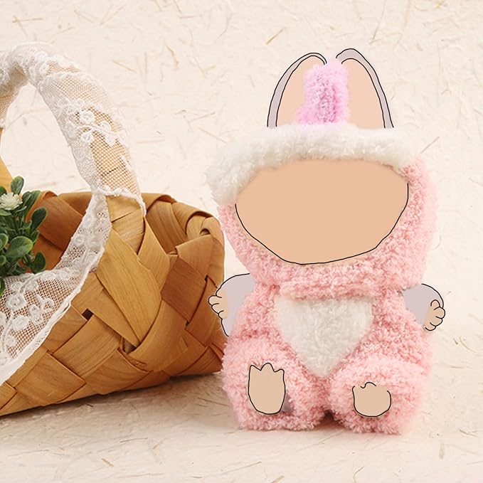 Clothes for Doll, Pink Plush Outfit for 17 cm (6.7in) Dolls, Keychain Accessories for Dolls - Cute Clothes for Boys Girls Birthday (Pink Dinosaurs)