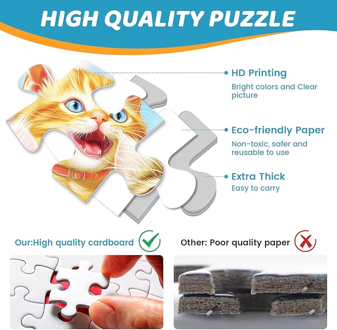 500 Piece Puzzles for Adults, Laughing Cats Large Piece Jigsaw Puzzle for Adults Kids Seniors,Recycled Cardboard Puzzle 500 Piece,Family Activity Great Gift for Family Friends 20.5 * 15 in