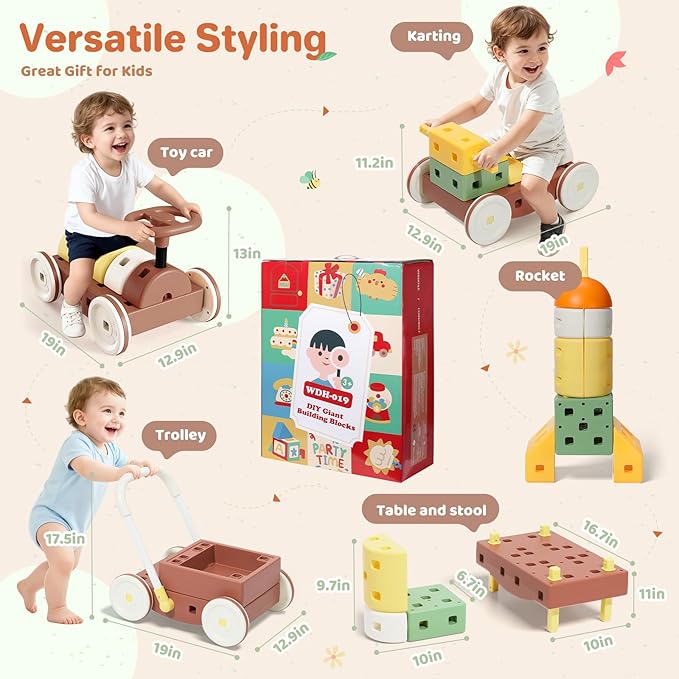 41PCS DIY Jumbo Building Blocks for Kids 3+ Year Old Big Montessori Toys Stacking Blocks, Toddler Developmental Play Toy Set, Birthday Christmas Gifts for Boys & Girls