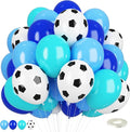 Soccer Ball Balloons, 12 inch Football Balloons Blue Teal Light Blue Soccer Birthday Latex Balloons for Boys Soccer Theme Birthday Party Supplies Children Football Party Decorations