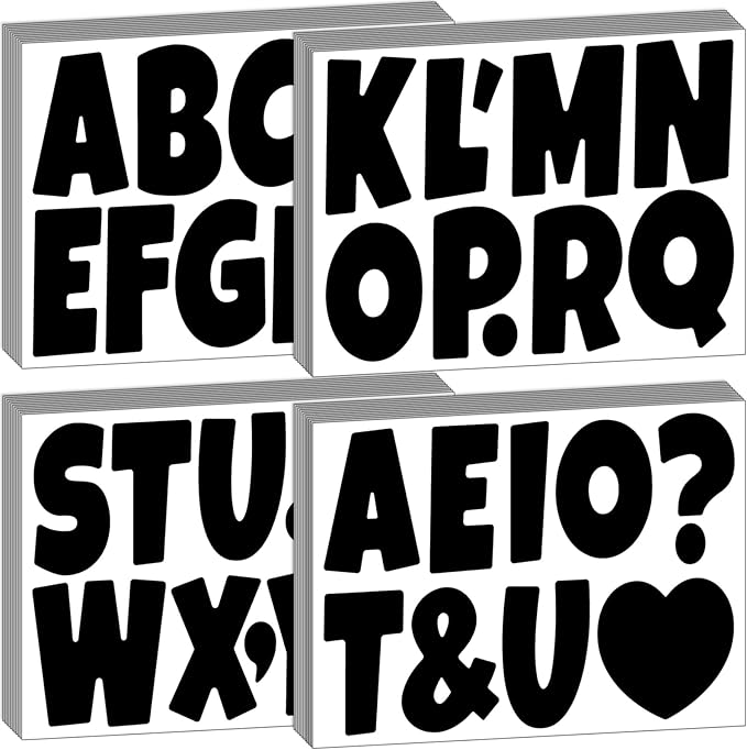 Bemeol Bulletin Board Letters 462 Pieces 4 Inch Alphabet Letter Stickers Cutout Letters for Poster Board Display Home Classroom School Decor(Black)