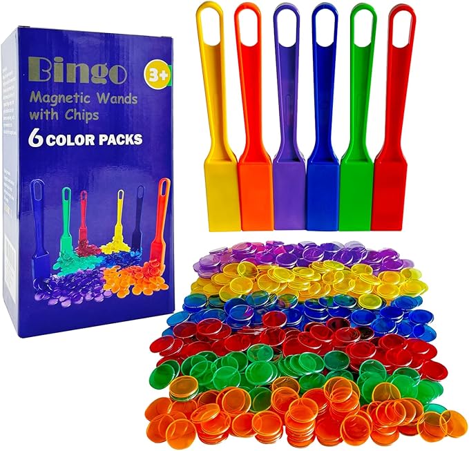 Yuanhe Magnetic Bingo Wand Chips - 6 Colors for Science Learning Counting Family Game Night Activities
