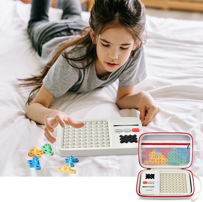 Case Compatible With GiiKER Super Blocks Game, Super Slide Brain Teaser Holder, Organizer Storage Bag for Electronic Brain Game Console & Puzzles for Kids Boys and Girls - Box Only - White