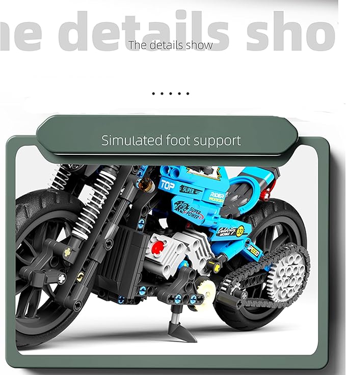 Techno-Mechanical Motorcycle Building Blocks Set, STEM Education Learning Toys, Creative DIY Racing Blocks, Collectible Models, Surprise Gift for Children 8-14 Years Old 469 Pcs