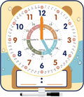 Large 12" Magnetic Writable Dry Erase Teaching Clock with Cute Style, Teaching Demonstration Clock for Kids Learning Practice Time for Home School Classroom Supplies (12" x11"-Beige)