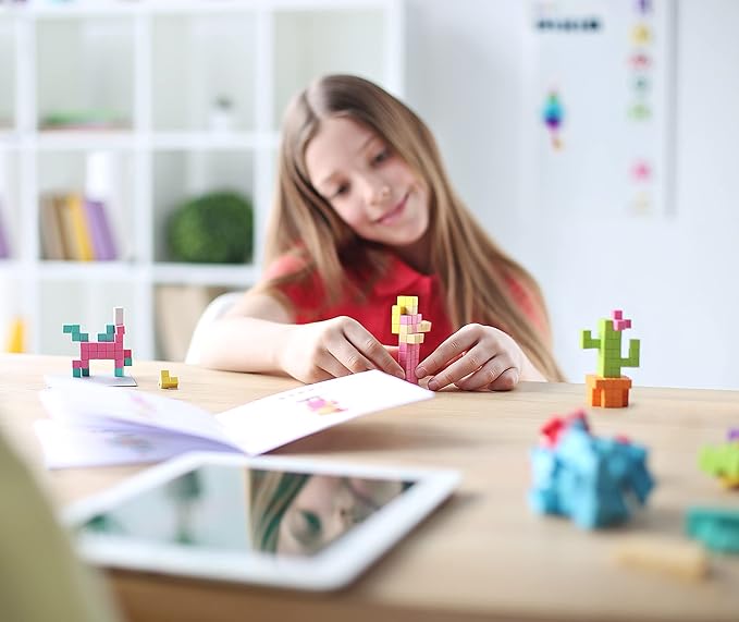 PIXIO Noir - Tiny Magnetic Blocks Building Toy in The Pixel Art Style with Free App - 5/16" Plastic Cubes with 6 Magnets Inside - Open Ended Toy - Creativity Toy for Ages 6+ - 60pcs