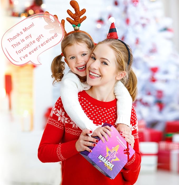 Mini Karaoke Machine for Kids Adults, Portable Bluetooth Speaker with 2 Wireless Microphones,Toys Birthday Gifts for Girls 3, 4, 5, 6, 7, 8, 9, 10, 11, 12+ Years Old Toddler Teens(White)