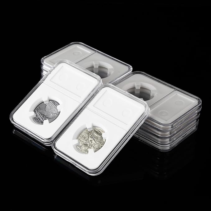10-Pack 33mm Coin Slab Display Holder, Clear Acrylic Storage Case for U.S. 1 oz Gold & Platinum Eagles, 1 oz Gold American Buffalo and Other 32.7mm Coins, Four-Point Fixation Coin Collection Box