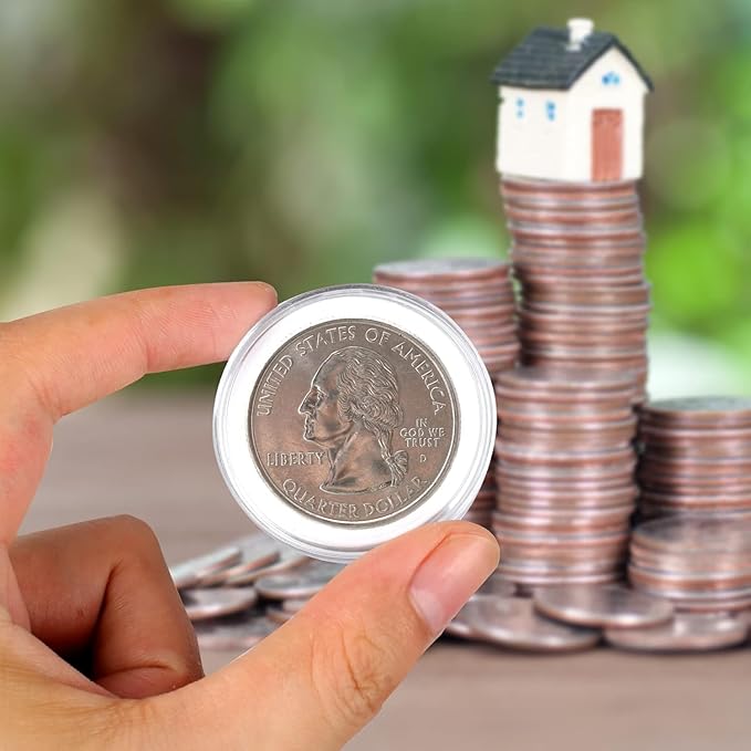 Utron 180P Clear Plastic Coin Capsules, Dollar Coin Holder, 40mm Silver Coin Storage for Collectors, Morgan Silver Dollar Coin Holders with Adjustable Gasket (17/20/25/27/30/33/38/40mm)