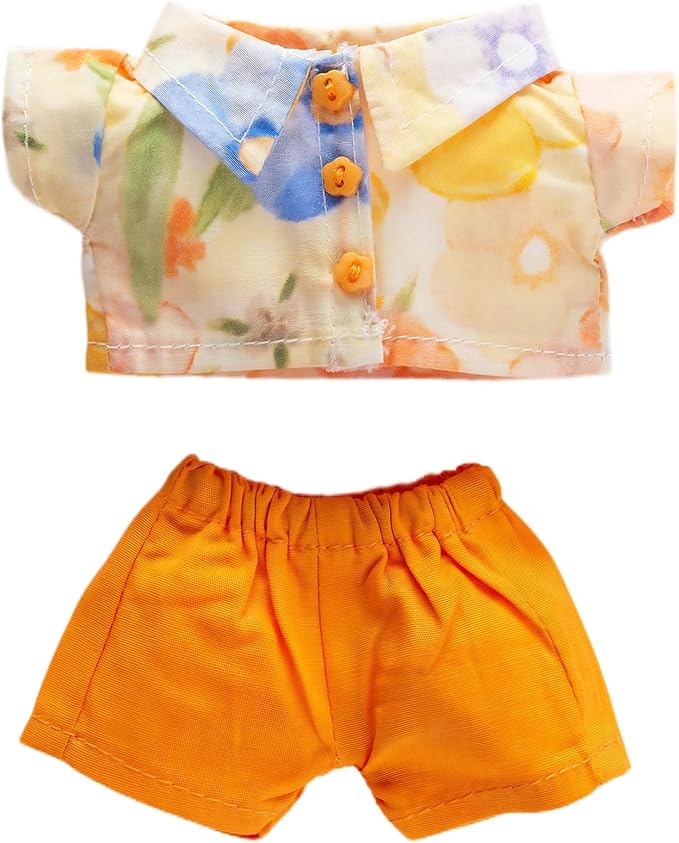 Clothes for Labubu(NO Doll), Shirt Set for Clothes 17cm Doll Accessories Suit, with Casual Design, Soft Knitted Premium Fabric for Dress Up, Play & Collector Display, Sunset Orange