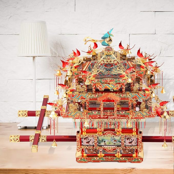 Piececool 3D Puzzles for Adults Metal Model Kits, Bridal Sedan Chair DIY 3D Metal Puzzle, Chinese Traditional Culture 3D Model Building Kit for Women,Great Gift, 288 Pcs