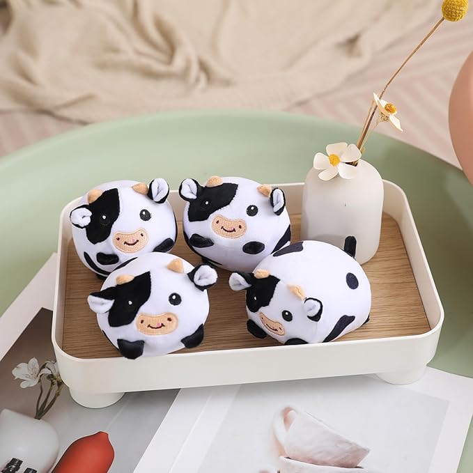 SQEQE Cow Stuffed Animal 5 in 1, Cute Cow Plush Bedtime Toys, Ultra Soft Dairy Cattle with 4 Babies Inside, Milk Cows Soft Plushies Pillow Gift for Kids Birthday Christmas Valentine's