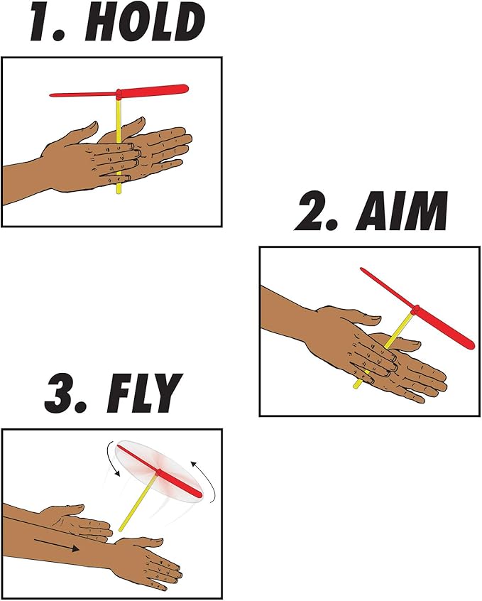 The Original Aero Props - Flying Helicopter Prop Hand Spinner - Plastic Spin Copter Dragonfly Whirlybird STEM Toy - Made in The USA - Fun for All Ages - Multi Color - 10 Pack
