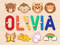 Name Puzzle for Kids Personalized - 1 Year Old Girl Gifts - Personalized Birthday Baby Gifts Toys for 1-3 Year Old Girls Boys Kids - Wooden Puzzle Engraved Text Blessing - Toddler Learning Toys