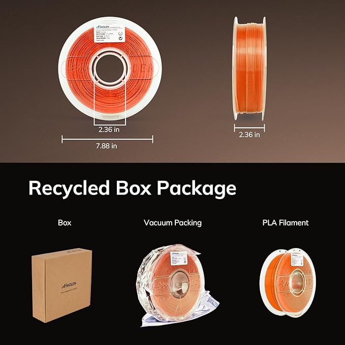 AMOLEN 3D PLA Printer Filament, 1.75mm Glow in The Dark Orange PLA Filament for 3D Printing, Best with UV Lamps, 1kg Spool (2.2lbs), Dimensional Accuracy +/- 0.02 mm, Fit Most FDM 3D Printers