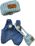 Clothes for Dolls, Handcrafted Crochet 3-Piece Set for 17cm Doll, Stylish Knitted Outfit with Hat, Overalls, Bag Accessories for Doll