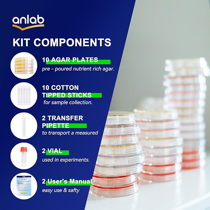 Nutrient Agar Petri Dishes Science Project Kit | Pre-Poured Agar Plates and Cotton Swabs for Science Experiments | Bacteria Science Kit - Sealed Separately (Items of 30)
