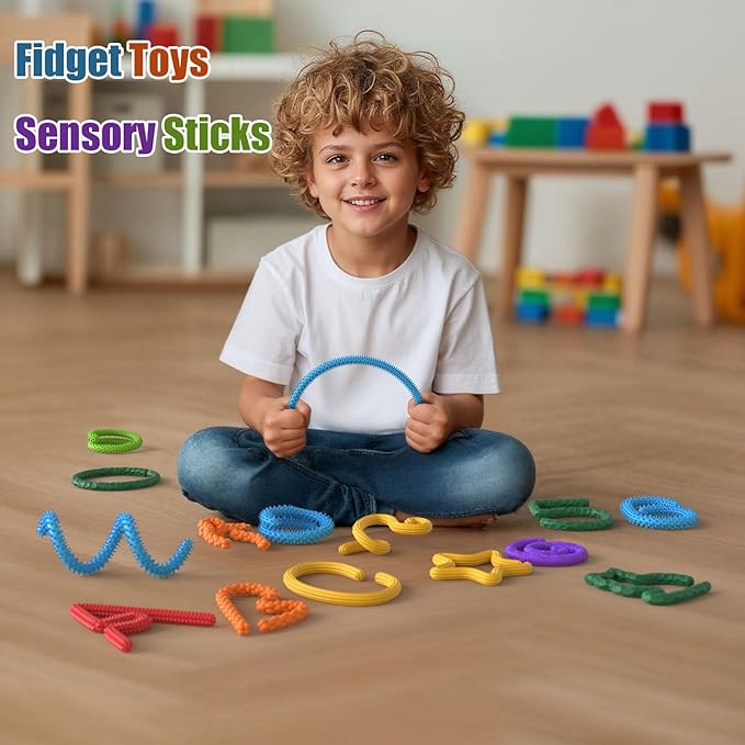 8Packs Fidget Toys Sensory Sticks，Sensory Toys for Kids with Autism Calming ，Autism Classroom Must Haves Calming Sensory Toy for Special Needs, Valentine Classroom Gifts for Kids