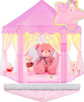 EVOIONOS Princess Tent with Lights and Rug, Play Tent for Girls, Kids Tent Indoor and Mat, Princess Castle Playhouse Tent for Girls, Pink Girls Tent for Toddlers, 55 x 53 inch Toy Tent