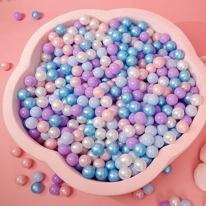 Ball Pit Balls Pack of 100 200 500 - Star and Round Set BPA Free Phthalate Free Non-Toxic Crush Proof Play Balls Soft Plastic Balls for Toddlers Baby Kids Birthday Pool Tent Party
