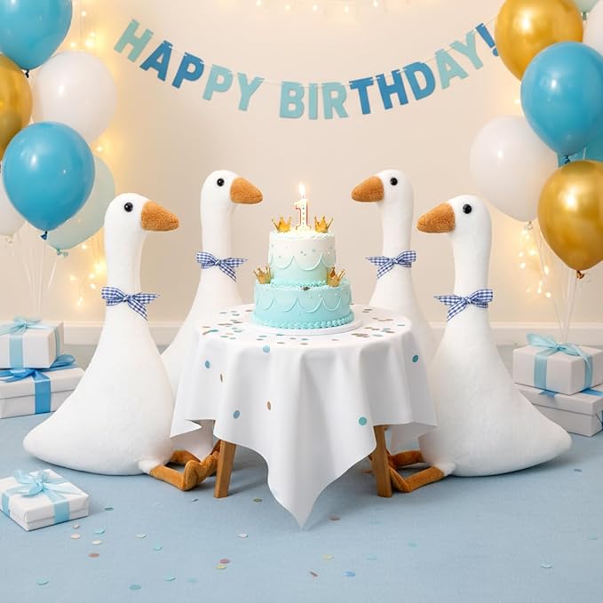 Sosation 3 Pieces 15.7'' Silly Goose Plush Stuffed Animal Toy, Swan Stuffed Animal, Blue Plaid Fluffy Cute Goose Funny Duck Plush Swan Toys Gifts for Kids Home Birthday Favor