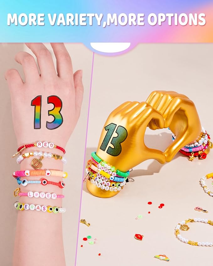 Goldwise Friendship Bracelet Kit 6 Boxes, Bracelet Making Kits with 48 Colors Clay Beads, 48 Colors Glass Seed Beads and 4 Styles Letter Beads (A-Z) with Charms for Bracelet Making Gift