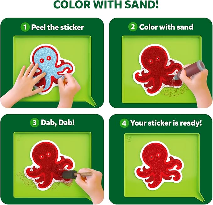 Skillmatics Sand Art Activity - Mess-Controlled DIY Animal Craft Kit with 50+ Colorful Stickers, Creative Arts & Crafts for Kids, Fun Hands-On Activity, Christmas Gifts for Ages 4, 5, 6, 7, 8, 9, 10