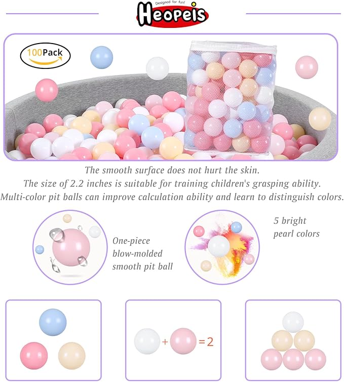 Ball Pit Balls Pack of 100 200 500 - Star and Round Set BPA Free Phthalate Free Non-Toxic Crush Proof Play Balls Soft Plastic Balls for Toddlers Baby Kids Birthday Pool Tent Party