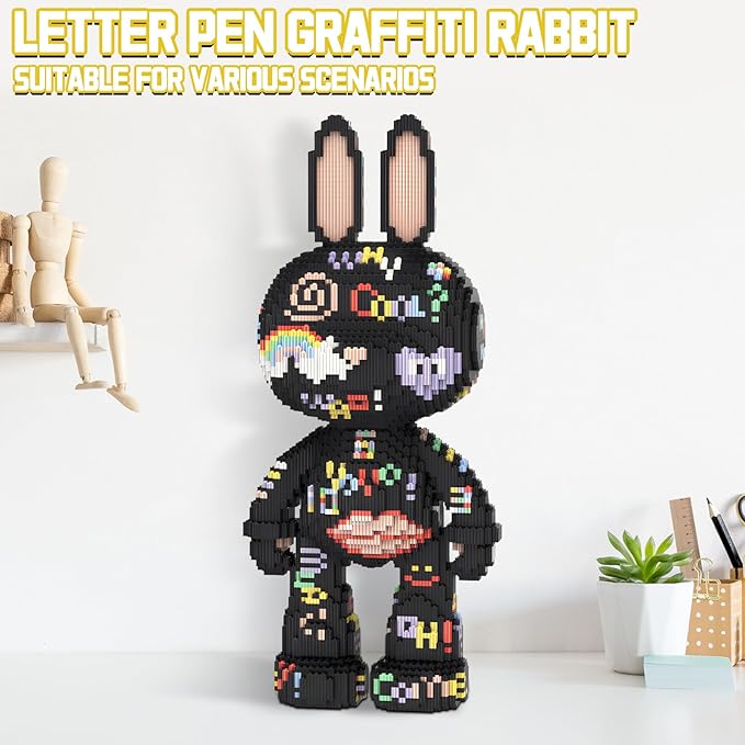 Rabbit Animal Micro Building Blocks Set for Adults Cute Large Sets Toys Gift Kids 6400 Pieces 55cm High Series
