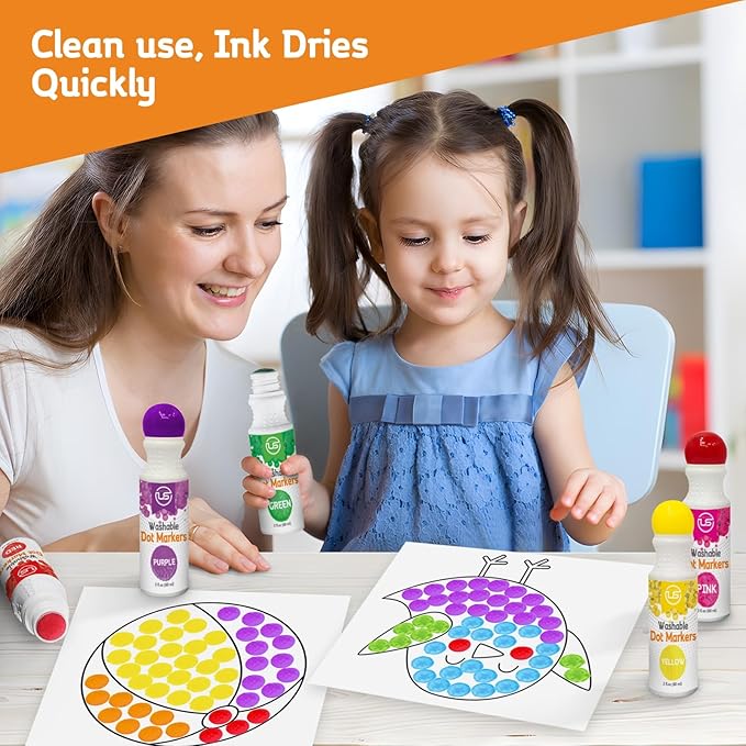 Ultimate Stationery Dot Markers for Toddlers and Kids - 12 Colors Washable Bingo Daubers, Dot Art, Toddler Art and Crafts - Includes Free Activity Book