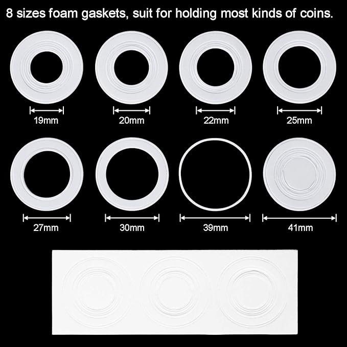 FRIMOONY 2 Pack 41mm Coin Capsules, with Foam Gasket and Plastic Storage Box, for Coin Collection
