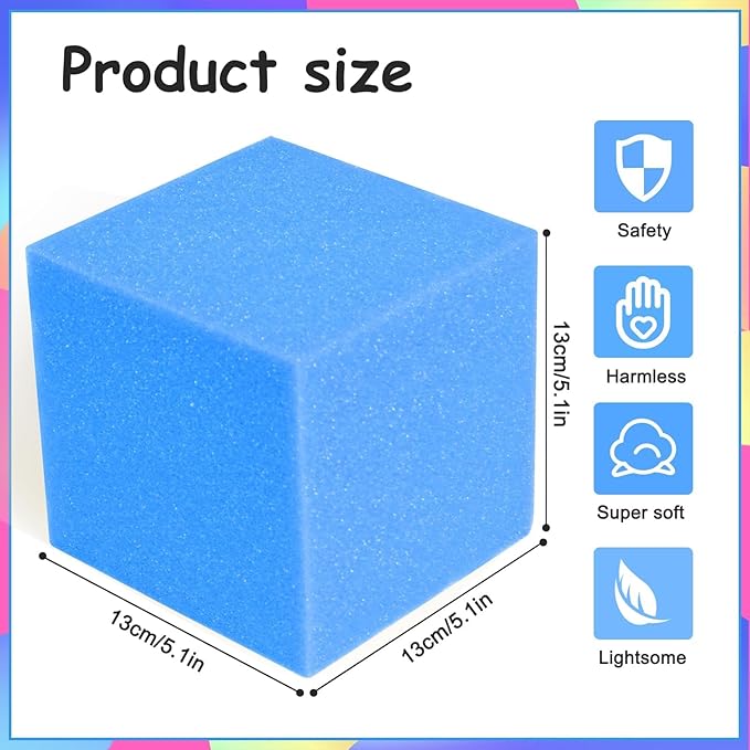 TRENDBOX 48 PCS 5" x 5" x 5" Foam Pit Blocks Sponge Cubes Foam Pit Cubes Sponge Blocks for Amusement Park, Gymnastics, Freerunning and Parkour Courses - Dark Blue (New)