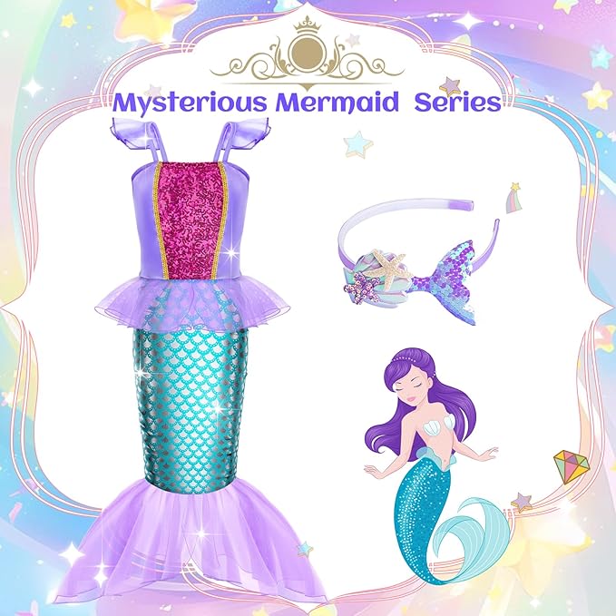 Princess Dress Up for Girls - Dress up Clothes for Toddler Girl,Role Play Costume Princess Toys Christmas Birthday Gifts for Age 3-8 Year Old