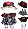 Clothes for 17cm Doll (Clothes Only) – 4-Piece Set with Brown Hat, T-Shirt, Dress, and Canvas Shoes for a Cute and Stylish Look – Fashion Handmade Accessories for 17cm Doll
