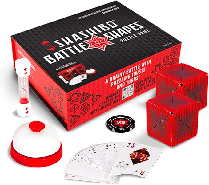 Shashibo Battle Shapes Magnetizing Puzzle Game – Play Solo or with a Friend - Challenging Shape Shifting Box Game for Adults & Kids Ages 8+ with Puzzling Twists and Turns by Fun in Motion Toys