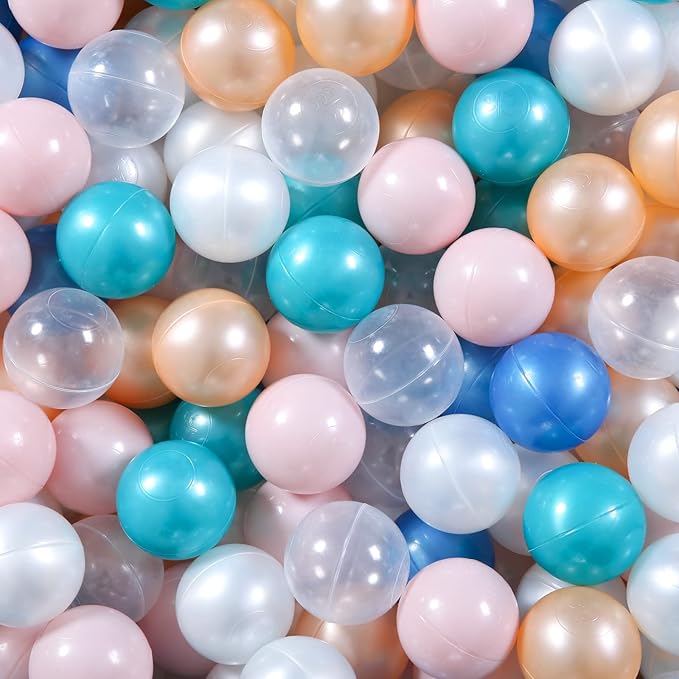 Ball Pit Balls Pack of 100 200 500 - Star and Round Set BPA Free Phthalate Free Non-Toxic Crush Proof Play Balls Soft Plastic Balls for Toddlers Baby Kids Birthday Pool Tent Party