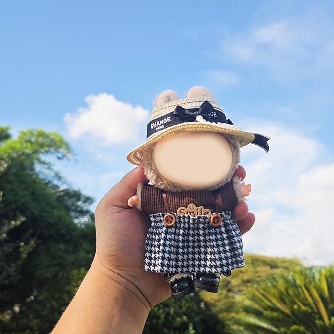17cm Doll Clothes Set, Cute Girls Outfits and Peal Straw Hat, 4 PCS Cute Hat & Dress Set Stylish Outfits Exquisite Accessories