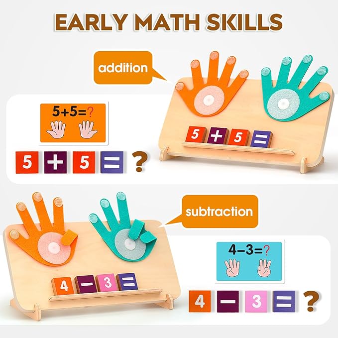 Educational Toys for 3-5 Year Old, Double-Sided Math Manipulatives Number Counting Blocks Writing Practice Board for Kids, Preschool Learning Montessori Toys for Toddlers 2-4 Years