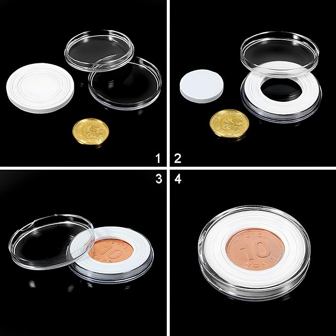 FRIMOONY 2 Pack 30mm Coin Capsules, with Foam Gasket and Plastic Storage Box, for Coin Collection