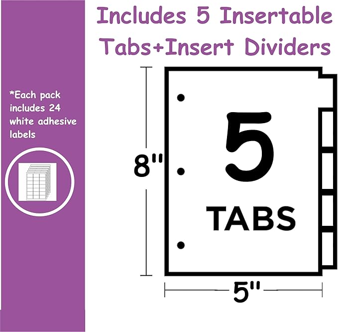 5 Small Color Dividers/Tabs Set (8”x5 Half Sheet) Perfect to Keep Your Loose Photo/Picture Symbol Communication Cards Organized. Autism ABA,ADHD, Language & Apraxia Aspergers