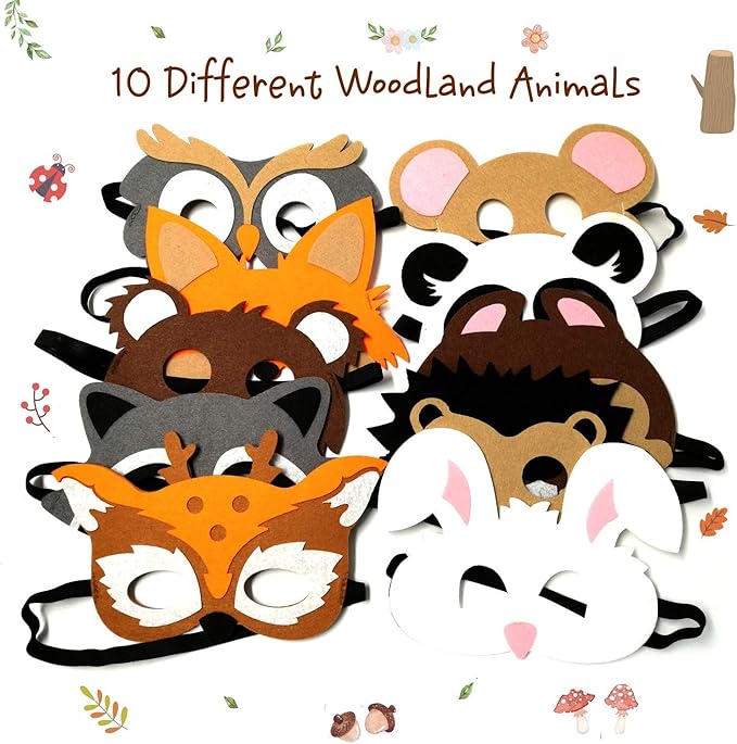 CiyvoLyeen Party Animals Felt Masks Jungle Farm Forest Animals Theme Birthday Party Favors Party Supplies for Boys or Girls